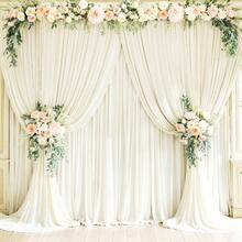 4 Panels Ivory Backdrop Curtains Wedding Party Wrinkle Backdrops Curtain Drapes Fabric Decorations Photo Back Drop Cloth Shower Photography Stage Reception 20ftx 12ftH - 5'(W) x 12'(H), 4 tấm + Ngà - Xem 7