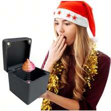 惊喜便便礼盒在中间，手指便便心放在盒子里，烦人的礼盒，盖革礼盒，只为你盒子，成人恶作剧弹出式礼盒，办公桌面装饰有趣的恶作剧礼盒，圣诞节 - 彩色 - 查看 3