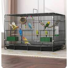 1pc Foldable Metal Bird Cage With Tray, Food Bowl, Perch - Sturdy Compact Design For Indoor Use, Suitable For Pigeons, Parrots, Cockatiel, Small Birds, With Anti-Escape Welded Design, For Breeding & Display, Easy To Clean, Space-Saving - Multicolor - View 10