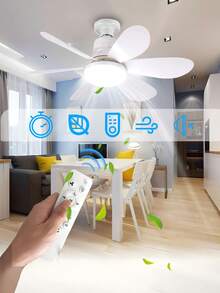 6-Blade LED Ceiling Fan With Light And Remote Control, E27 Base, 40W Dimmable LED Ceiling Fan Suitable For Bedroom And Living Room, 3 Wind Speeds, Timer, Night Light Function