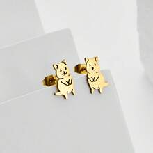 1 对小狗耳环，狗系列不锈钢可爱小狗耳环，宠物动物首饰，女士节日礼物 - GED915 - 查看 4