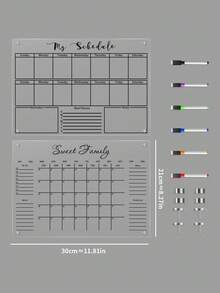 1 pièce Tableau blanc magnétique de planificateur hebdomadaire/mensuel, tableau de message magnétique en acrylique pour la décoration du réfrigérateur