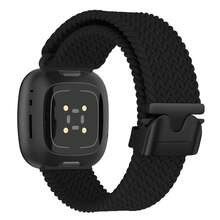 Parachute Buckle Elastic Nylon Sport Watch Band Compatible With Fitbit Versa 4/Versa 3/Sense 2/Sense 1, Woven Strap, Stretchy Material Wristband, Replacement Band, Unisex