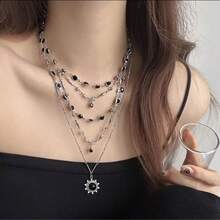 1 buc colier multistrat pentru femei, lanț elegant de claviculă de lux, colier choker cu floarea soarelui, bijuterii, potrivit pentru petrecere, întâlnire, cadou pentru prieteni
