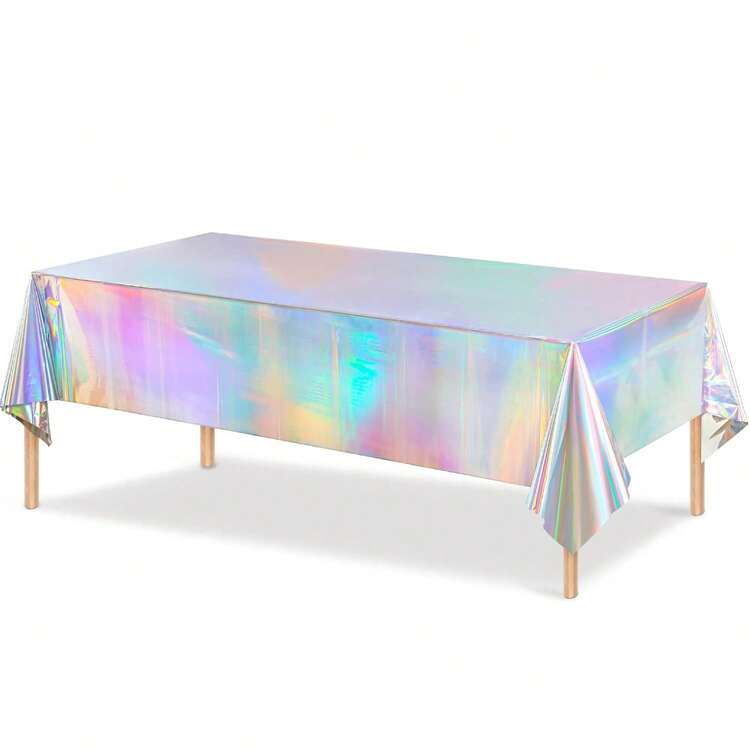 4/10pcs Laser Rainbow Theme Party Tablecloth Aluminum Film Birthday Wedding Party Decoration Disposable Tablecloth Decoration Supplies - Multicolor - View 14