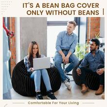 Ribbed Rabbit Fur Stuffed Animal Storage Bean Bag Chair Cover No Filler Comfy Bean Bag Cover Without Filling Or Home Bedroom Decor Organizing Plush Textile HolderWhite, L - Black + Large + Ribbed Rabbit Fur - View 7