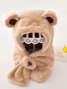 1 件秋冬婴儿童帽子带围巾（二合一） - 适合女孩的可爱萌款，适合男孩的加厚保暖款，婴儿羊毛护耳帽 - 适合 1-6 岁 - 彩色 - 查看 7