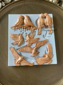 Khuôn silicon hình lá chim nổi - Khuôn nhựa DIY - Màu Xám nhạt - Xem 8