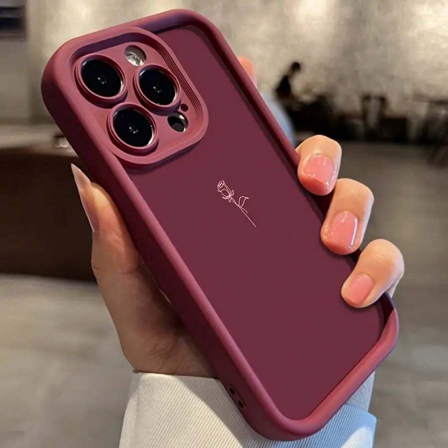 For IPhone 11, 12, 13, 14, 15, 16 Plus Pro Promax XSMAX XS/ X Silicone Case, High-End Fashion, HigherSuitable For IPhone 17 Air - 酒紅色 - 查看 1