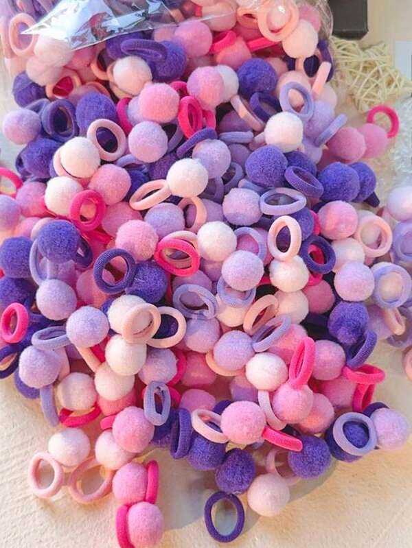 30Pcs Kids Elastic Hair Bands Girls Plush Ball Rubber Band For Children Sweets Scrunchie Hair Ties Clip Baby Hair Accessories
