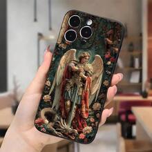 Funda de Teléfono con Tema de Otoño Estético con Flores y Arcángeles, Adecuada para los Modelos de  16, 11, 15, 14, 13, 12 Pro Max y XR Plus, Es un Regalo Estiloso y Protector para Adolescentes - Mezcla de colores - Ver 4