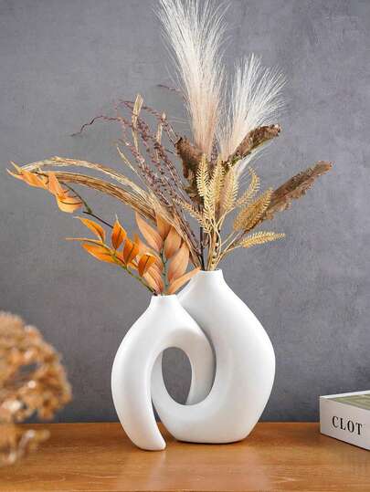 Ceramic Vase Set Flower Donut Moderne Vases Home Creative Wit Minimalism Tafel Living Room Entryway Bookshelf Mantel Centerpieces Shelf,Room ation view 8