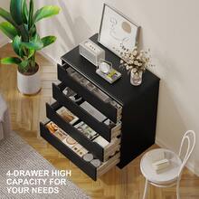 4 Drawer Dresser, White Chest Of Drawers With Large Storage Capacity, Bedroom Dressers And Organizer With Embedded Handles And Sturdy Anti-Tripping Device - 黑色 - 查看 5