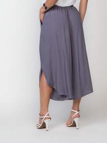 Plain Viscose Pantacurt Pants Simple Knot House - 灰色 - 查看 5