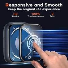 ZYONS 2Pcs 3D Curved Edge Screen Protector Compatible With Apple Watch 49mm 46mm 45mm 42mm 40mm 44mm Ultra 3 SE 3 Series 11 10 9 8 7 [New Version] Soft HD Transparent PMMA Protective Film Anti-Scratch Touch Sensitive - Black - View 3