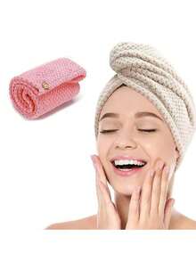 1条/4条装柔软超细纤维干发巾 - 速干、超强吸水、温和呵护女性及女孩卷发或受损发质，纯色浴室配件，浴帽，美发沙龙产品及配件，美容旅行必备 - 彩色 - 查看 7