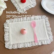 1件/6件/10件韩式Ins风格心形蕾丝小餐巾餐垫，多用途防尘布，适用于食物摄影