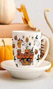 Shejdgart UV DTF Cup Wrap - 8 Sheets Halloween UV DTF Cup Wraps For 16 OZ Pumpkin Spooky Vibes UVDTF Cup Wraps Cute Ghost Bat Waterproof UV DTF Transfer Stickers For Glass Cup Wood DIY Crafts
