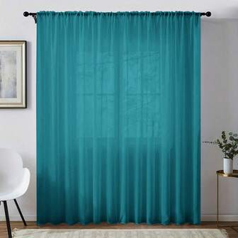 1 pieza Cortinas de gasa blanca transparente, diseñadas para filtrar la luz mientras son transparentes, adecuadas para dormitorios, oficinas, cocinas, salas de estar, estudios y decoración del hogar.