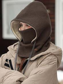 1顶男女通用秋冬季保暖内衬拉法帽，保暖针织帽，可水洗滑雪面罩，适合日常佩戴