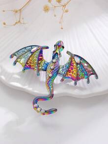 1只復古創意龍形胸針,多功能大理石樹脂鑲嵌裝飾,適用於背包、圍巾、飾品,男女均可