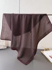 1pc Fashion Casual Polka Dots Print Herringbone Linen Women's Square Imitation Velvet Scarf Hair Versatile Bandana Sunscreen Shawl Suitable For Daily Use ,Suitable Traveling Accessories. For Dress