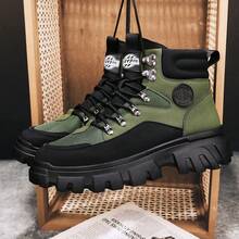 Men's High-Top Leather Riding Boots, Thick Sole Outdoor Sports Boots, Ankle Boots For Autumn/Winter