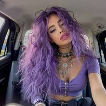 Heat Resistant Chemical Fiber Wigs Daily Wear Women Wigs Sweet Cute Wigs Prom Party Wigs Natural Hair - Màu tím - Xem 1