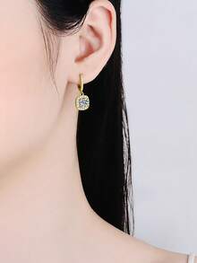 2 piezas Pendientes de botón de moissanita de plata de ley 925 de 5.0 mm, versátiles y de lujo, adecuados para el uso diario de los hombres, Día de San Valentín, Navidad, Acción de Gracias, Año Nuevo, joyería de plata para hombres, moissanita para hombres, regalo de joyería hip-hop - Amarillo Oro - Ver 3