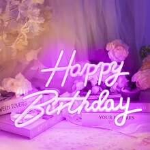 1pc Happy Birthday Neon Light/Pink Light/Cool White LED Neon Wall Decor, USB & Battery Powered Letter Lamp Sign, Home Bedroom Bar Club Birthday Party Decoration Birthday Gift Light - Happy Birthday Light Sign - View 11