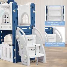 Huisuilinss Toddler Slide Set,8-In-1 Toddler Slide Playset,Indoor Toddler Playground With Slide,Kids Slide Outdoor Play Includes Basketball Hoop,Climber,Crawling Tunnel,Toy Storage For Kids Ages 1-3 - Màu xanh lam - Xem 5