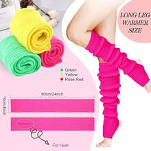 Long Leg Warmers Women 24 Inch Over Knee Knit Ribbed Leg Warmer Stirrup Yoga 80s Party Dance Ballet Supply - 黃色,綠色,玫瑰紅色 - 查看 2