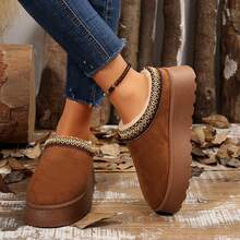 Women's Slippers - Warm Durable Non-Slip Outdoor Shoes With Thick Flat Soles Platform Snow Boot - Perfect For Winter Comfort - 黃色 - 查看 8
