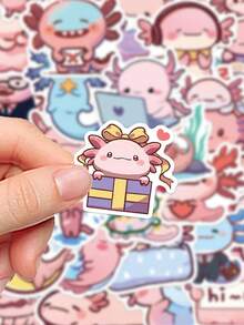 50 件/套可爱墨西哥钝口螈装饰贴纸，适用于马克杯、笔记本、手提包、礼品盒、节日礼物、派对用品、信封 - 彩色 - 查看 4