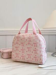 Portable Lunch Bag, Insulated Lunch Box, Bento Bag, Dinner Insulated Bag, Thickened Cute Lunch Fruit Bag For Students, Pink Leopard & Floral Lunch Bag, Women Lunch Box, School & Travel Insulated Lunch Bag, Waterproof Insulated Lunch Bag - Pink - View 8
