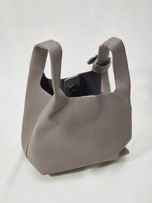Clariva Casual & Simple & Fashionable Pu Leather Shoulder/ Crossbody/ Hand-Held Tote Bag With Inner Pocket Gifts - Grey - View 5