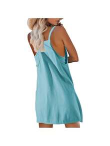 Women's Maternity 2 Piece Outfits Solid Dress Built-In Shorts Pregnancy Loungewear Mama Clothes - 天藍色 - 查看 3
