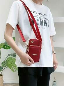 Outdoor Sports Casual Bag, Fashion Zipper Wallet, Women Casual Clutch Multifunctional Phone Bag Wristlet, Women Small Crossbody Bag, Multi-Zipper Metal Decor Phone Shoulder Bag, Portable Handbag, Arm Bag, Hot-Selling Linen Phone Bag