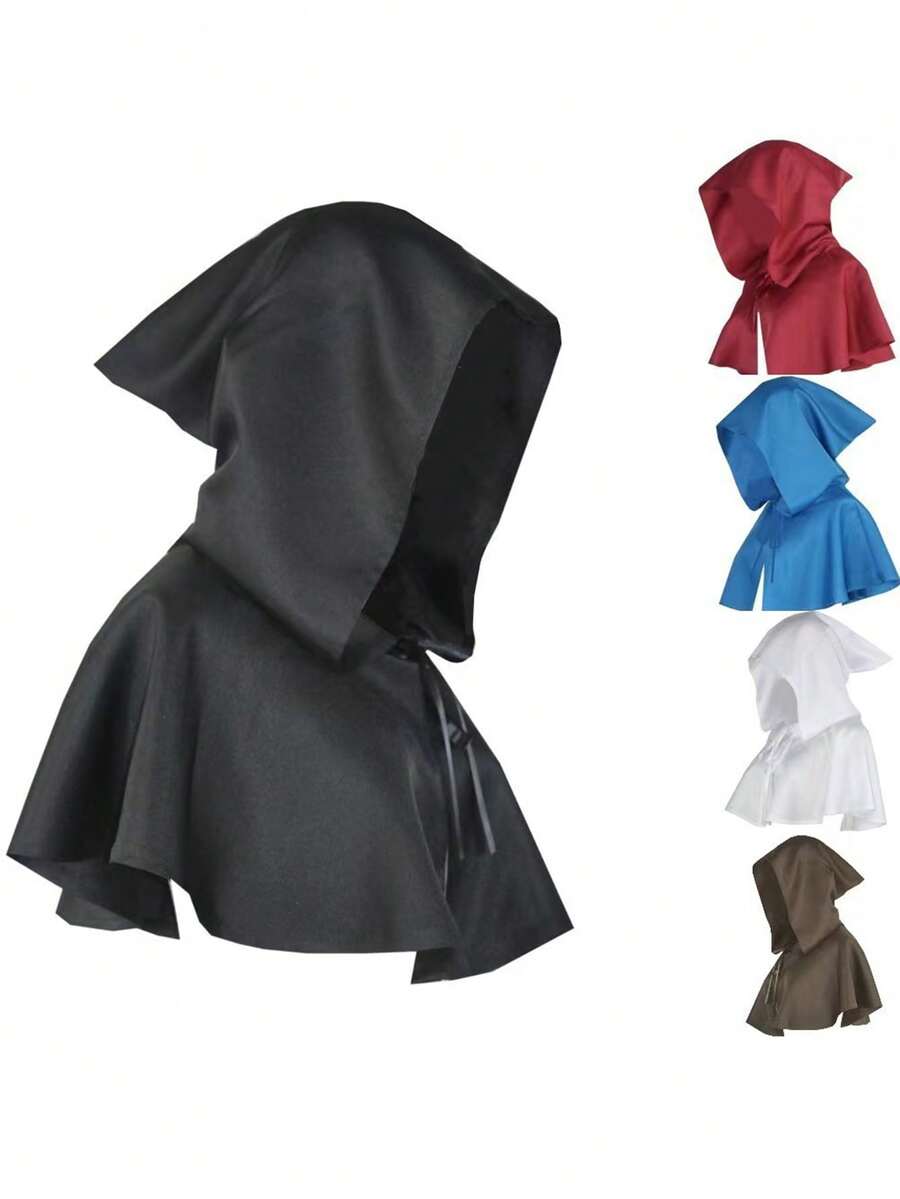 Medieval Hooded Cloak, Renaissance Period Short Hooded Cape, , Party Dress