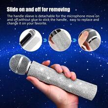 Rhinestones Microphone Cover, Multi-Color Microphone Exterior Shell Cover Decorative, Rhinestones Mic Handle Sleeve, Personalized Mic Decorative Cover For Stage, Party, TV Show, Party Decoration (6 Styles To Choose) - Multicolor - View 4