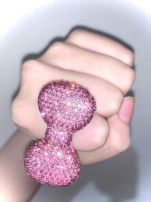 1pc Y2K Millennium Super Shiny Visual Series Pink Bow Adjustable Open Ring, Women Jewelry Accessory, Gift - Bow - View 3