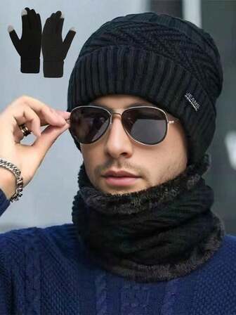 Conjunto de sombreros para hombre para mantener el calor en invierno