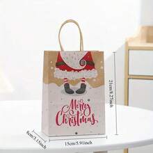 25pcs Christmas Gift Bags, Kraft Paper Bags, Printed Christmas Gift Bags With Handles, Portable Christmas Gift Bags For Mother/Father/Sister/Grandpa, Christmas & New Year Gift Packaging