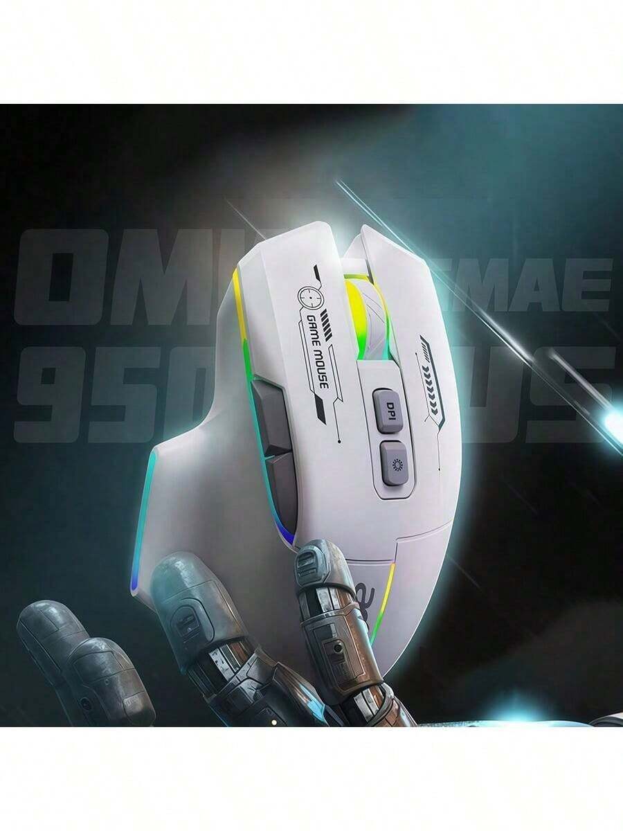 Acer OMW950 Plus Gaming-Maus mit Makroprogrammierung, Multi-Mode-RGB-Beleuchtung, einstellbarer DPI-Empfindlichkeit, ergonomischem Komfortgriff, Multi-Button-Anpassung, geeignet für Gaming und Bürogebrauch (Weiß, kabellos, Dreifachmodus)