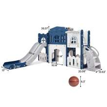 Huisuilinss Toddler Slide Set,8-In-1 Toddler Slide Playset,Indoor Toddler Playground With Slide,Kids Slide Outdoor Play Includes Basketball Hoop,Climber,Crawling Tunnel,Toy Storage For Kids Ages 1-3 - Màu xanh lam - Xem 3