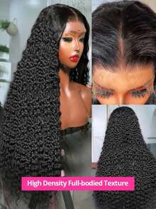 13x4 Curly Wig Human Hair 42 Inch Deep Wave Lace Front Wigs Human Hair 230_Density Ultra-Thin Lace 0.1 Millimeter Wet And Wavy Lace Front Wigs Human Hair Pre Plucked 13x6 Deep Wave Wig For Women With Baby Hair 4x4 5x5 Put On And Go Glueless Wigs Human Hair - Natural Black - View 8