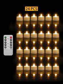6/12/24 PCS Flameless Candle Lights With Timer/Remote Control, LED Tea Lights, Electric LED Candles, 3D Flickering Flame Candles, Long Burning Time, Wishing Candles, Suitable For Seasonal, Proposal, Party, Halloween, Christmas, Living Room, Party Decor, [Energy Efficiency Class A++] - 暖白光 - 查看 10