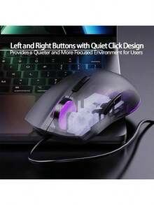Acer Mouse cu fir OMW030 pentru gaming și birou, cu iluminare colorată, port USB plug-and-play, prindere confortabilă, comutare dual-mode, universal pentru laptopuri, culoarea ceaiului cu lapte - Culoarea ceaiului cu lapte - Vizualizare 4
