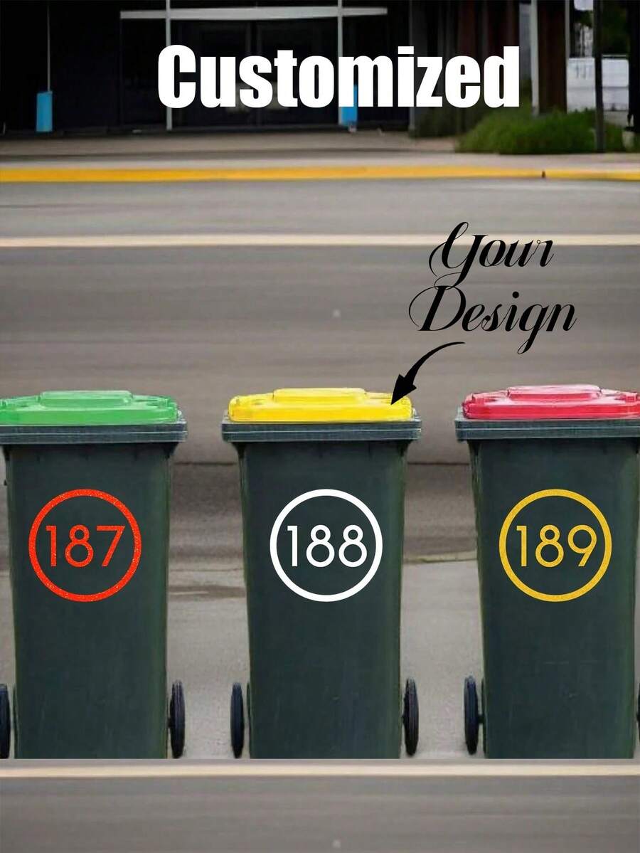 Customized House Number Address Label Stickers, Also Suitable For Trash Cans, Doors, Fashionable, Cute, Colorful, Customizable, Personalized, Unique, Ideal Gift For Friends, Sons, Daughters, Office Workers, S, Homes, Offices. Multi-Functional, Decorative, Reusable, Exquisite, Fashionable, High-Quality, Colorful, Modern, Customized - Multicolor - View 1