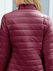 ZIAI Women's Lightweight Down Jacket, Solid Color Stand Collar, Winter - Burgundy - View 8